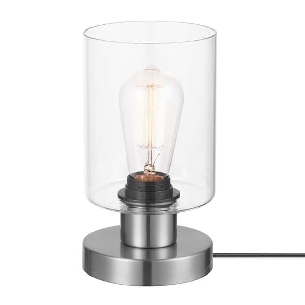 Hampton Bay Sutton Place 8.5 in Brushed Nickel Table Lamp with Clear Glass Shade