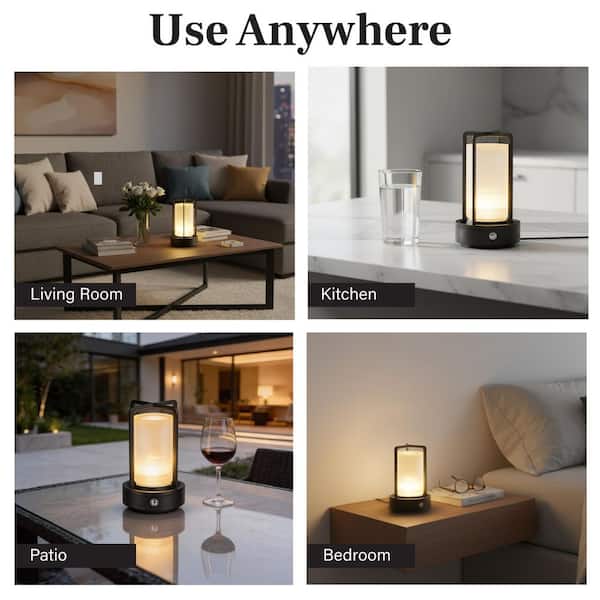 BETTERBEAM Nomad 6.8 in. Black Contemporary Rechargeable LED Table