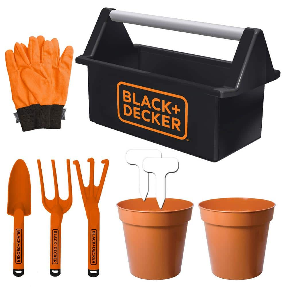 Black And Decker Open Garden Toolbox Complete With Eight Piece Garden 