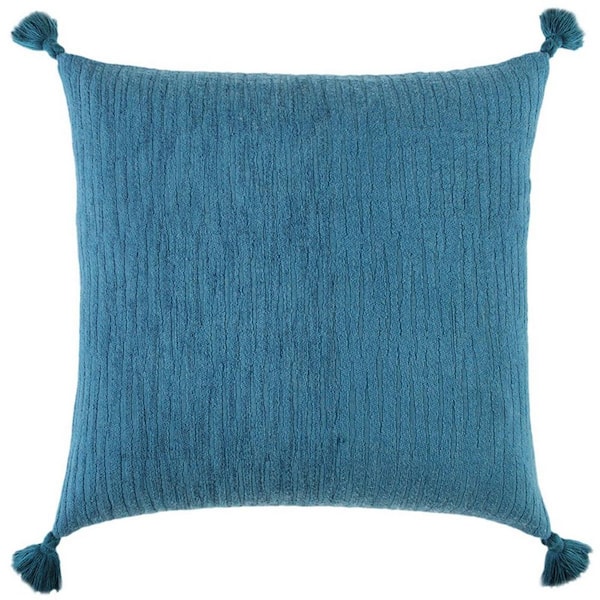 HomeRoots Teal, Gold Solid Polyester 20 in. x 20 in. Throw Pillow