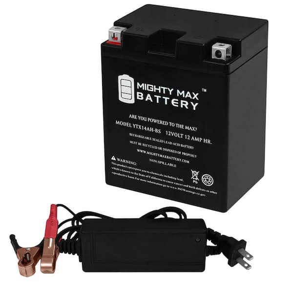 MIGHTY MAX BATTERY YTX14AH Replacement Battery for Polaris 400 Ranger 4x4 HO 10-14 + 12V 2Amp Charger