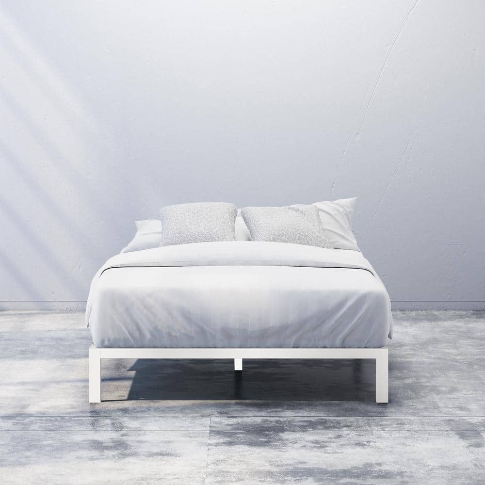 Zinus White Queen Metal Platform Bed Frame Without Headboard SPI-AEVT-15Q - The Home Depot Zinus White Queen Metal Platform Bed Frame Without Headboard SPI-AEVT-15Q - The Home Depot