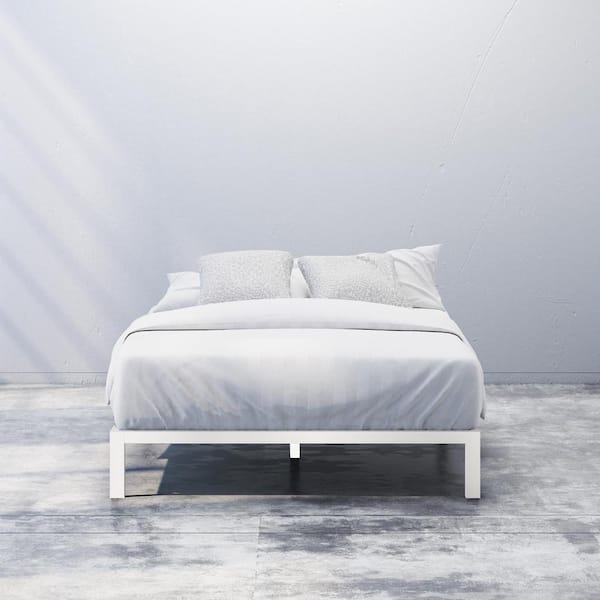 Zinus White Queen Metal Platform Bed Frame Without Headboard