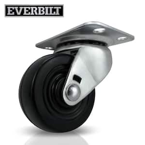 2 in. Black Soft Rubber and Steel Swivel Plate Caster with 90 lb. Load Rating
