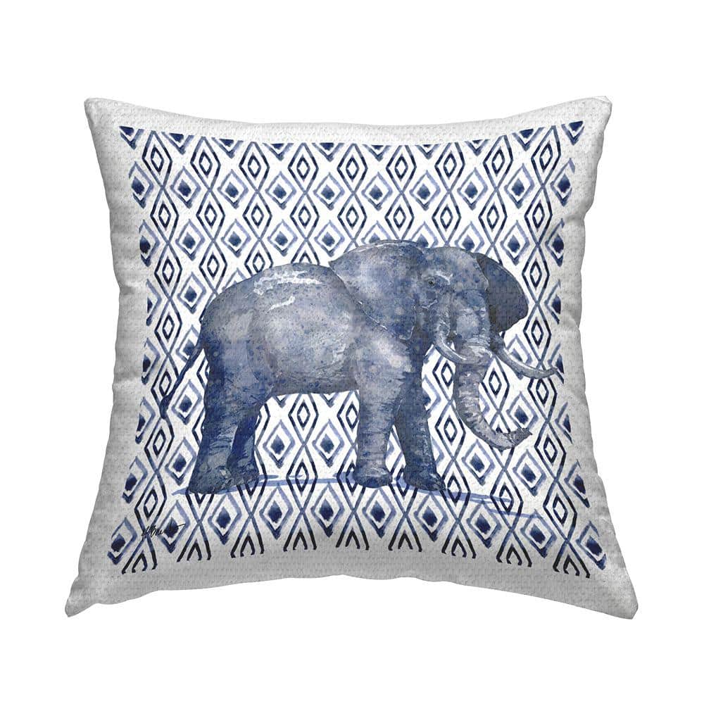 Blue Elephant Geometric Diamond Pattern Blue Square Outdoor Throw Pillow price history on PriceWatchPro