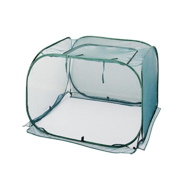 2 Pack 29.53 in. H Pop Up Nylon Mesh Plant Cover for Protecting Vegetables- Green