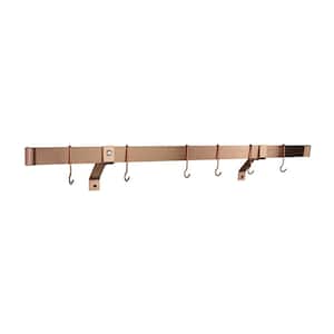 Handcrafted 48 in. Rolled End Bar ONLY Brushed Copper (Requires Wall Brackets or Captain-Hooks)