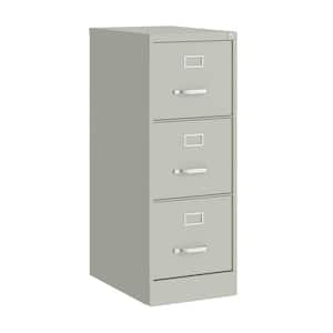 22 in. D 3-Drawer Light Gray Letter Width Metal 15 in. W Vertical File Cabinet, Commercial Grade