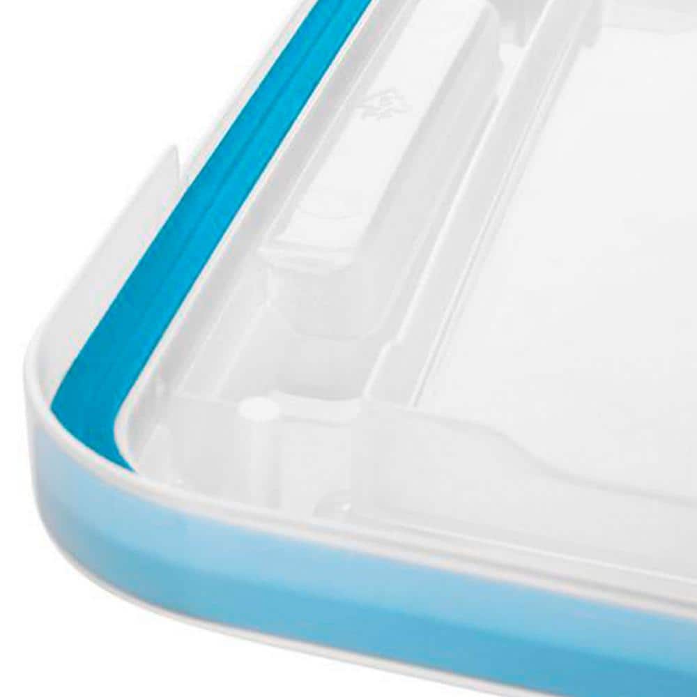 Clear Plastic Stackable Storage Bins with Blue Latching Lid, 80 Qt, 4 Pack
