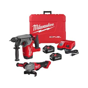 M18 FUEL 18V Lithium-Ion Brushless 1 in. Cordless SDS-Plus Rotary Hammer Kit with 4-1/2 in./5 in. Grinder