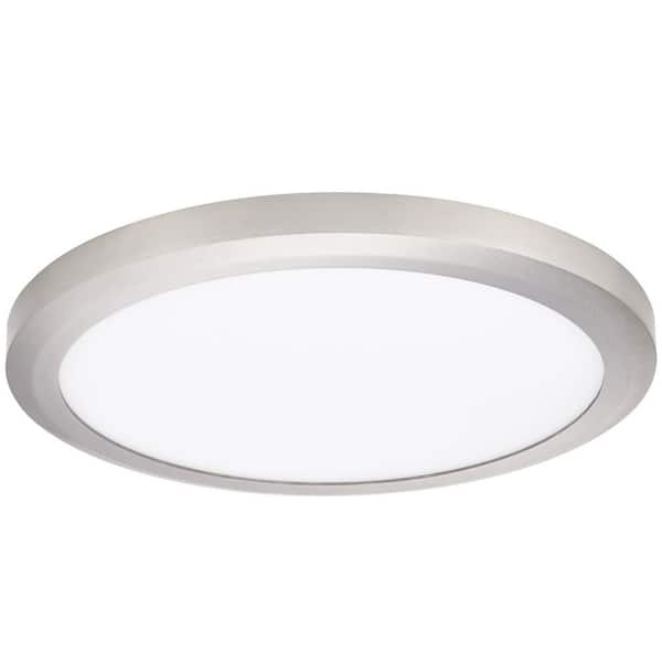 15 in. Satin Nickel LED Flush Mount Ceiling Light, 5 CCT 2700K-5000K, 2000 Lumens