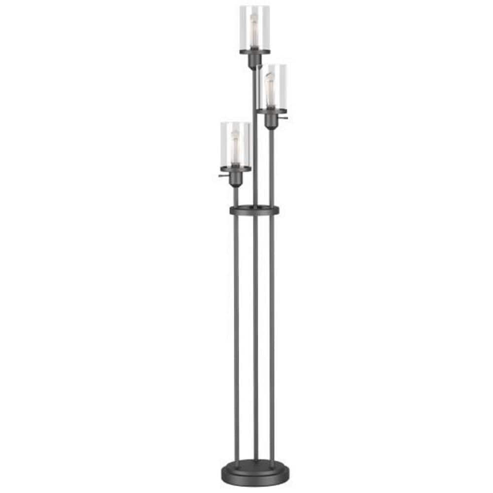 Sutton Place 62.5 in. Brushed Nickel 3-Light Tree Floor Lamp