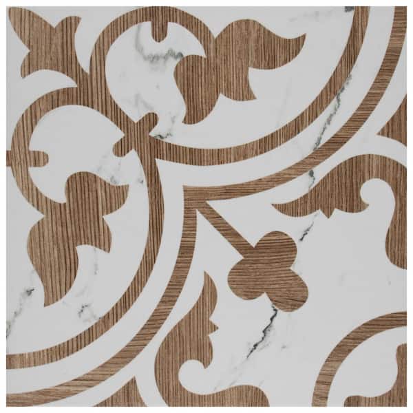 Merola Tile Llama Arte Loire Noce 9-3/4 in. x 9-3/4 in. Porcelain Floor and Wall Take Home Tile Sample