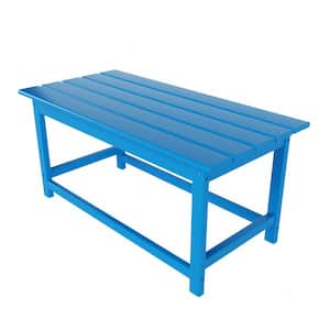 Laguna Pacific Blue Outdoor All Weather Fade Resistant HDPE Plastic Rectangle Patio Furniture Coffee Table