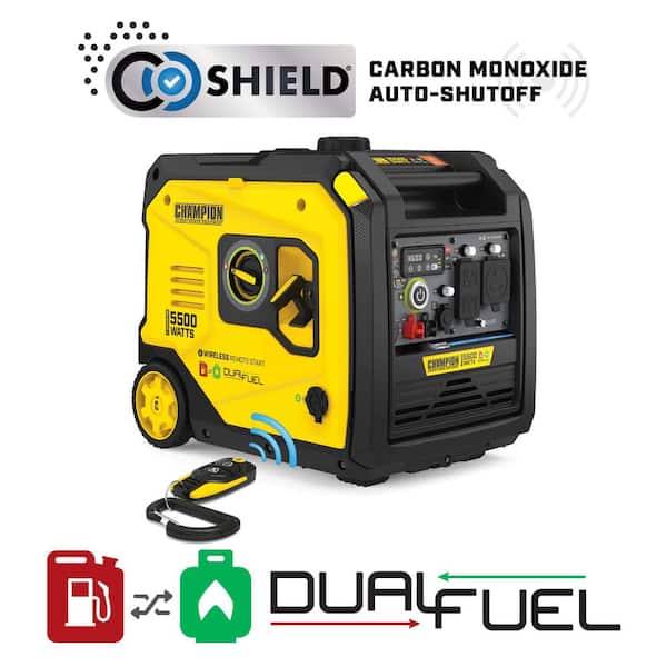 Ultra Quiet 5500-Watt Wireless Remote Start Dual Fuel RV Ready Portable Inverter Generator with Free 3-Year Warranty
