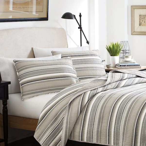 Fresno Striped Cotton Quilt Set