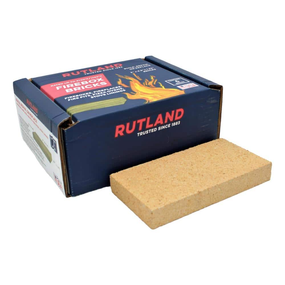 Rutland 4.5 in. x 9 in. x 1.25 in. Fire Brick (6 per Box) 604 - The Home  Depot