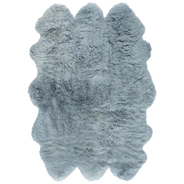 Sheep Skin 5 X 8 Steel Blue Solid Color Area Rug