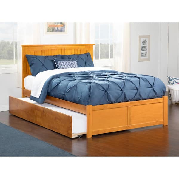 AFI AFI Nantucket Caramel Brown Full Size Platform Bed Frame with Panel Footboard and Full Size Trundle