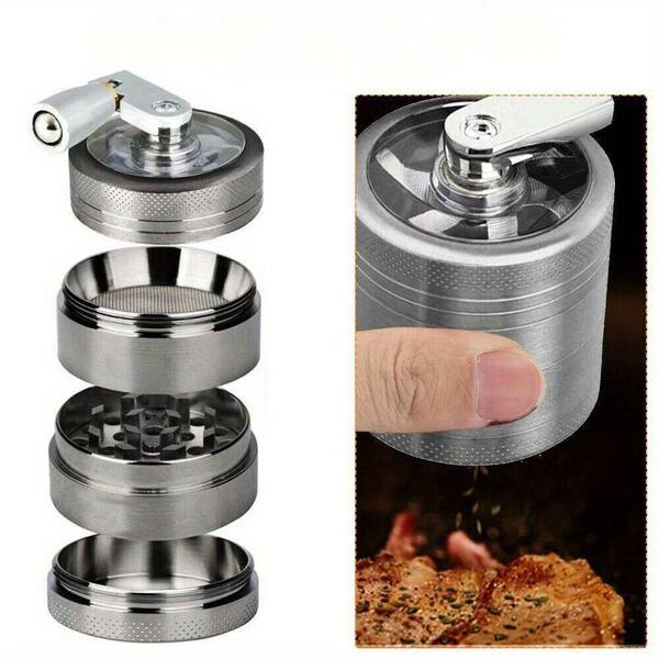 Tahanbath Herb Grinder Spice Herbal Metal Crusher Handle Hand