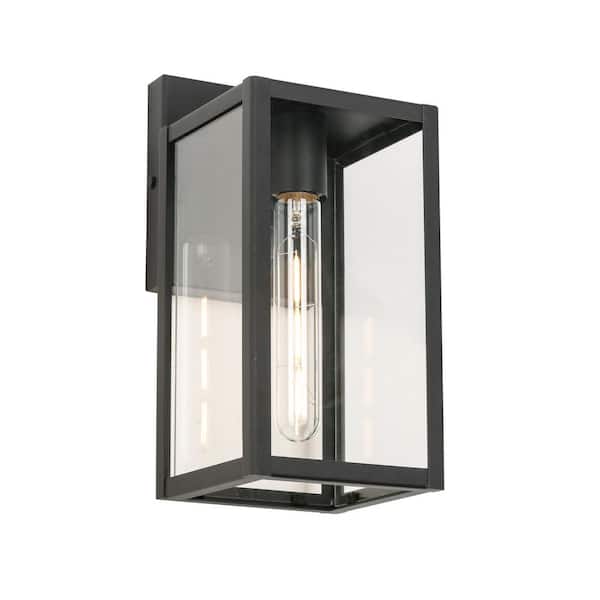 Jushua 1-Light Black Not Motion Sensing Outdoor Hardwired Wall Lantern Sconce (Bulb Not Included)