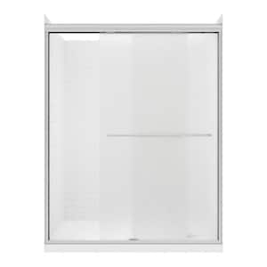 Cove Sliding 60 in L x 30 in W x 78 in H Left Drain Alcove Shower Door Kit in White Subway and Brushed Nickel Hardware