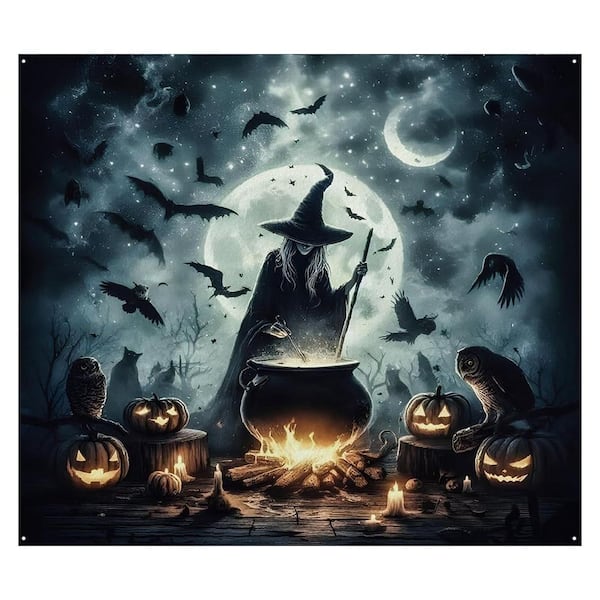 Halloween Car Decorations Kit with Scary Witch Cauldron Banner, 7 x 8 ft. Garage Door Cover for Outdoor Indoor Party