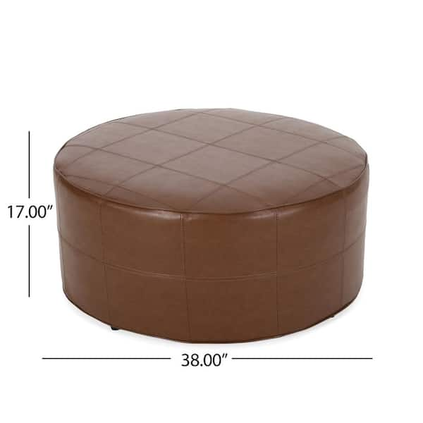 Large brown leather deals ottoman