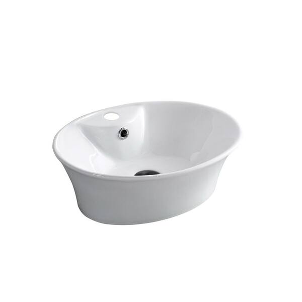 cadeninc 18.5 in. x 15.38 in. Round Vessel Bathroom Sink in White