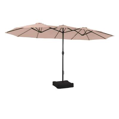 PHI VILLA 13 ft. Market No Weights Patio Umbrella 2-Side in Beige PHI VILLA 13 ft. Market No Weights Patio Umbrella 2-Side in Beige
