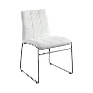 Oahu Contemporary White Finish Side Chair with Steel Tube (Set of 2)