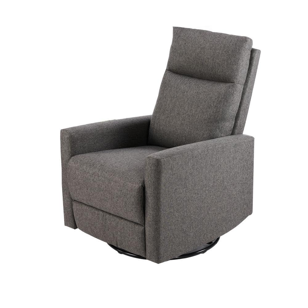 Black Composite Outdoor Recliner with Gray Cushions