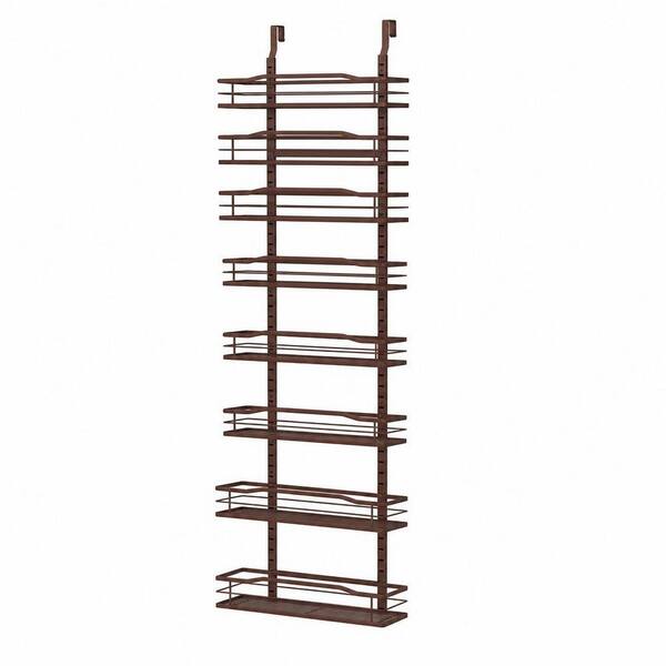 9-Tier 15.3 in. W x 4.9 in. D x 74.8 in. H Over The Door Metal Spice Rack Shelves for Kitchen, Home and Bathroom, Bronze
