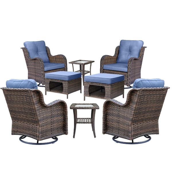 Xingzjojor Brown 8-Piece Wicker Outdoor Patio Conversation Seating