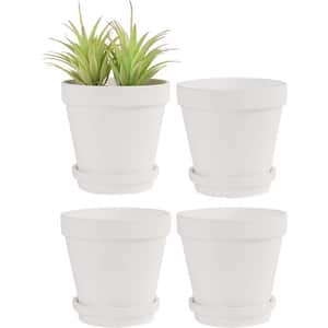Classic 6 in. L x 6 in. W x 5 in. H White Clay Round Indoor Planter (4-Pack)