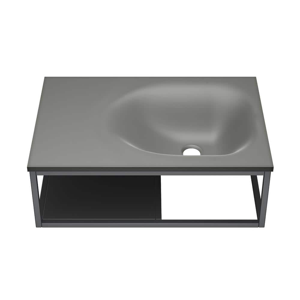 Lisse Dark Grey Ceramic Wall-Mount Vessel Sink