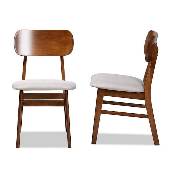 Baxton Studio Euclid Grey and Walnut Brown Dining Chair (Set of 2)