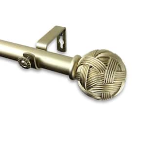 28 in. - 48 in. Telescoping 1 in. Single Curtain Rod Kit in Light Gold with Twine Finial