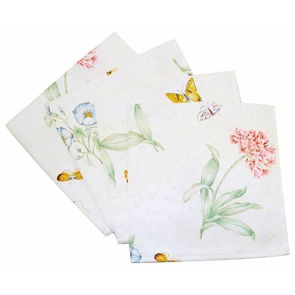 Butterfly Meadow Damask Napkins, Set of 4, Multicolor - 19"W x 19"L