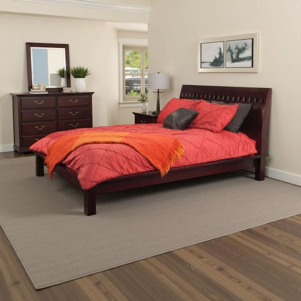 Benjara Mox California Brown Wood Frame King Size Platform Bed with Headboard