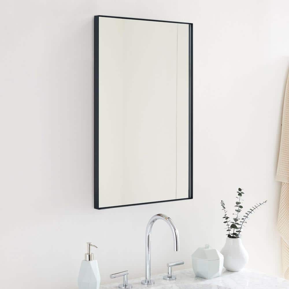 16'' x 26'' Black Metal Framed Medicine Cabinet with Mirror