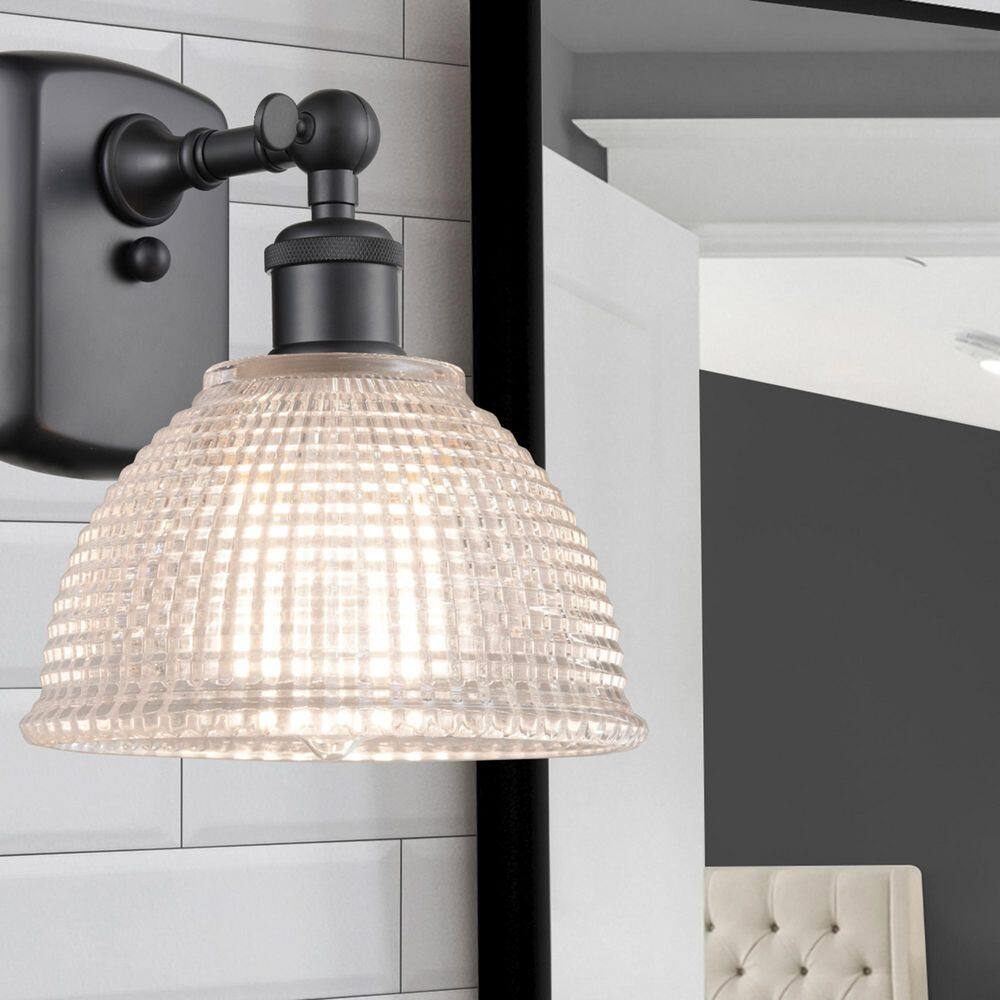 Arietta 1-Light Matte Black Wall Sconce with Clear Glass Shade price history on PriceWatchPro