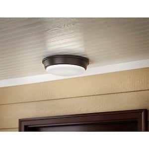 11 in. Oil Rubbed Bronze Integrated LED Outdoor Flush Mount Ceiling Light