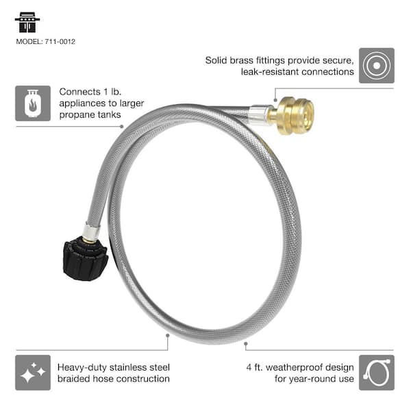 4 FT Steel Braided Propane Hose and Adapter