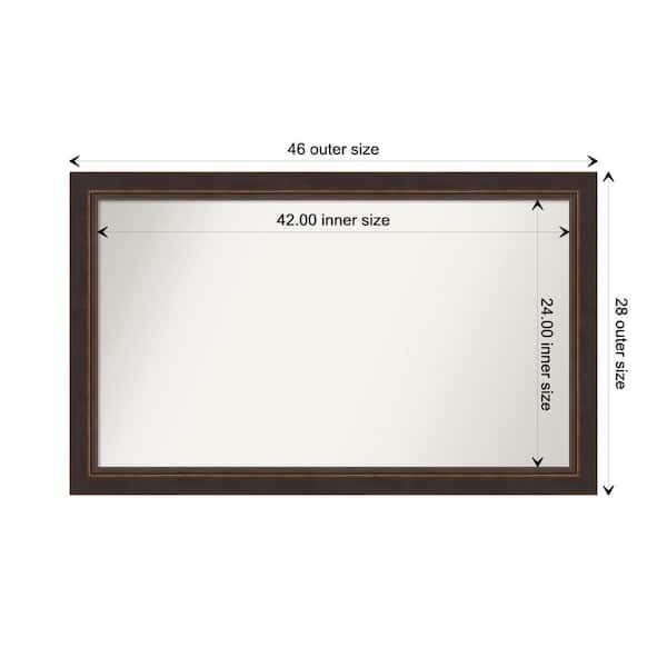Amanti Art Lara Bronze 46.5 in. x 28.5 in. Custom Non-Beveled Wood FramedBathroom Vanity Wall Mirror