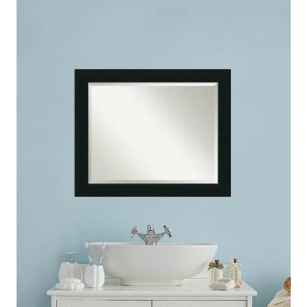 Amanti Art Corvino Black 33 in. x 27 in. Beveled Rectangle Wood Framed Bathroom Wall Mirror in Black