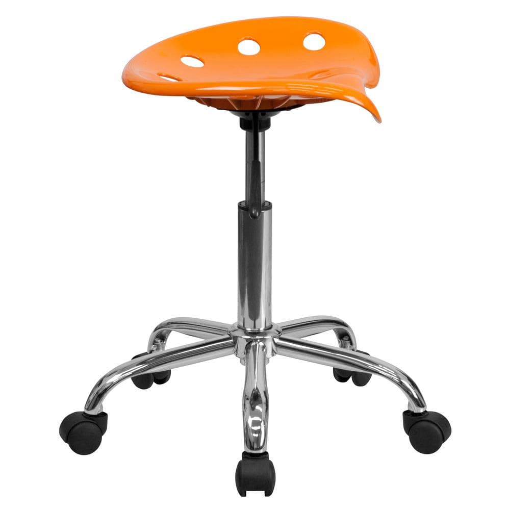 Orange Adjustable Swivel Backless Metal Task Stool