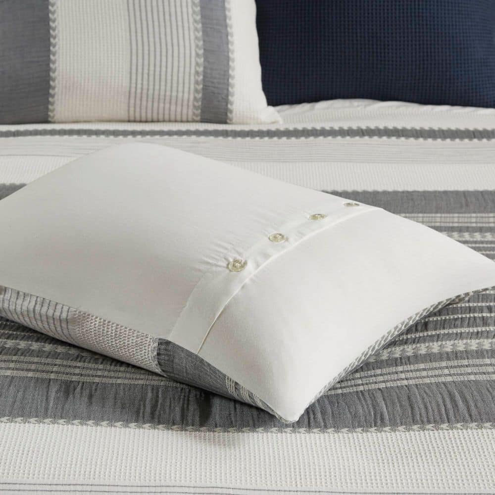 Murphy Full Blue Cotton Jacquard Comforter Set