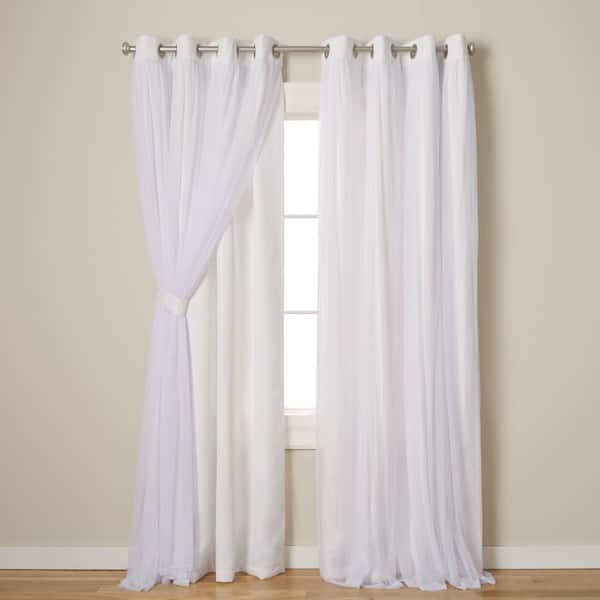 Talia Winter White Solid Lined Room Darkening Grommet Top Curtain, 52 in. W x 120 in. L (Set of 2)