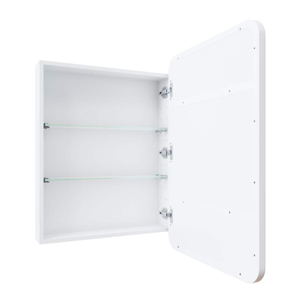 White Stainless Steel Recessed Medicine Cabinet with Adjustable Shelves
